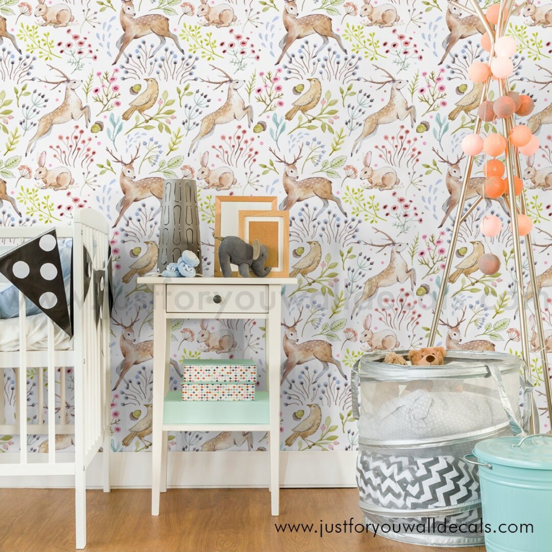 Woodland Nursery Wallpaper, Forest Wallpaper, Enchanted Forest ...