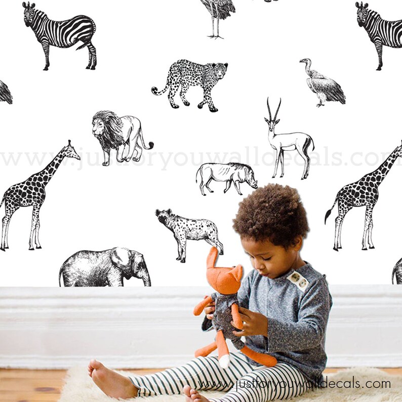 Nursery Wallpaper Animal Wallpaper Removable Wallpaper Etsy Australia