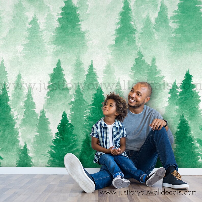Forest Wallpaper Removable Wallpaper Boy Nursery Wallpaper Etsy
