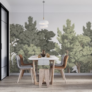 Tree Wallpaper Wall Mural, Forest Wallpaper Wall Mural, Botanical Wallpaper, Nature Wallpaper, Vintage Forest Wallpaper, Boho Forest 22-0001