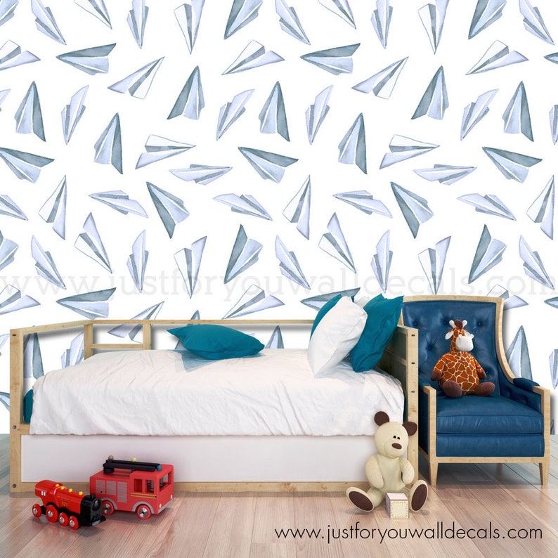 Paper Airplane Wallpaper Removable wallpaper Kids Boy Wallpaper 340001