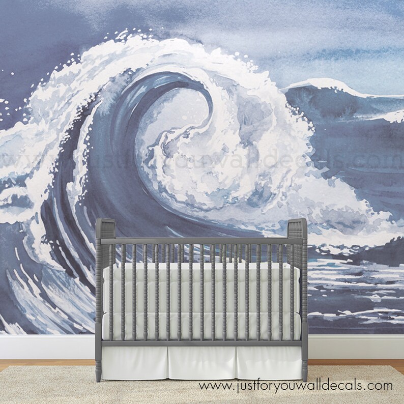 Wave Wallpaper Nursery Wallpaper Kids Wallpaper Teen Etsy