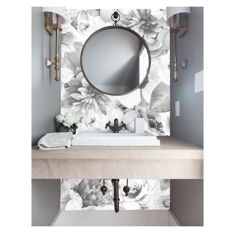 Floral Wallpaper Flower wallpaper Removable wallpaper Etsy