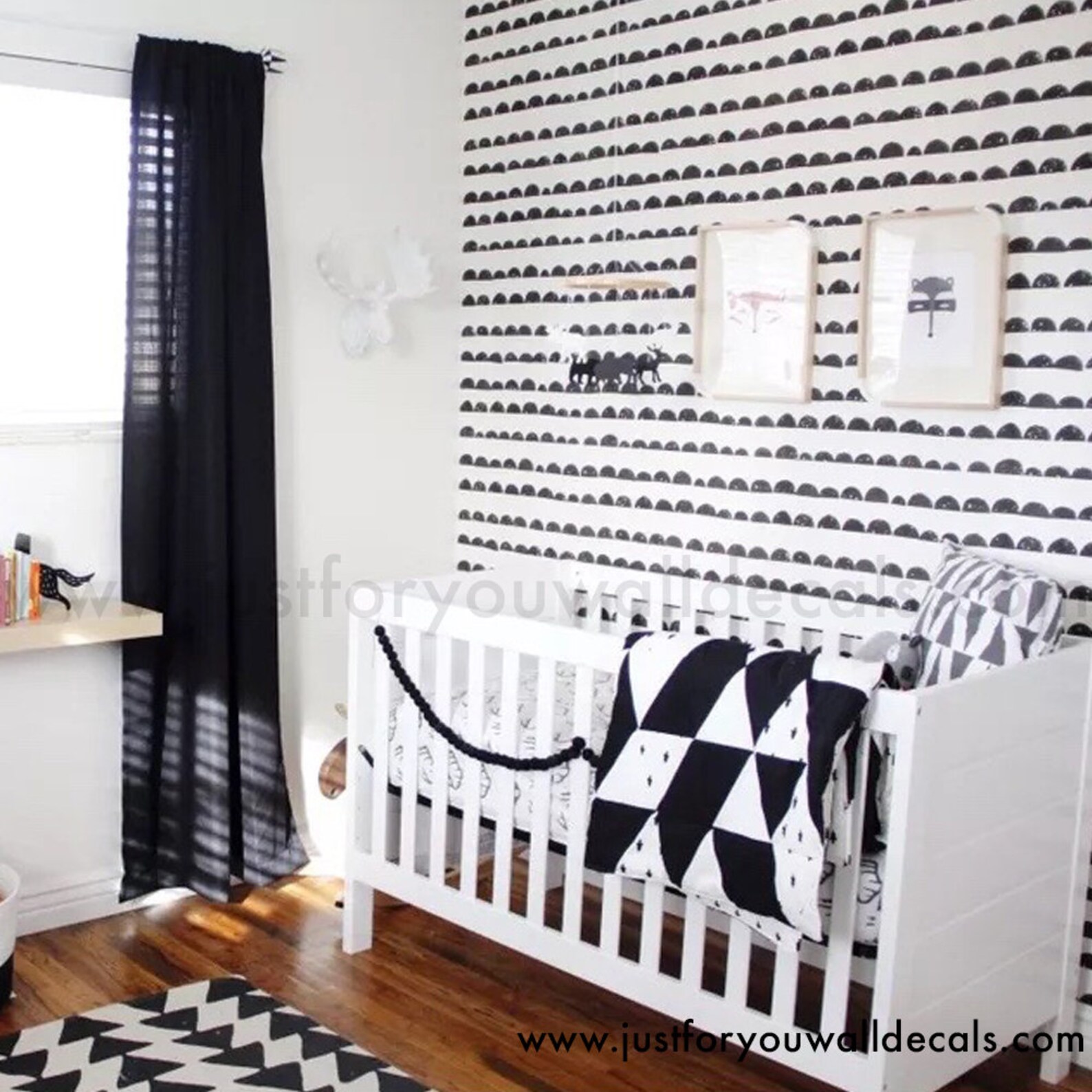 Nursery Wallpaper Black and White Wallpaper Removable - Etsy
