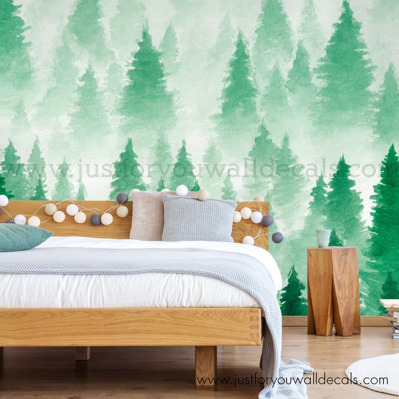 Forest Wallpaper Removable Wallpaper Boy Nursery Wallpaper Etsy