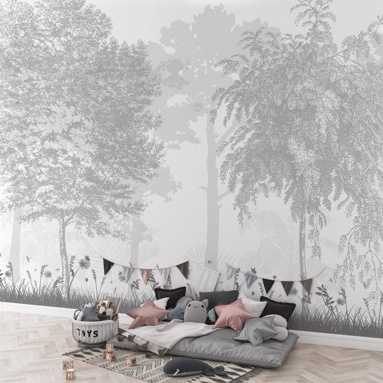 Peel and Stick Forest Wallpaper Mural for Kitchen, Living Room, Laundry ...