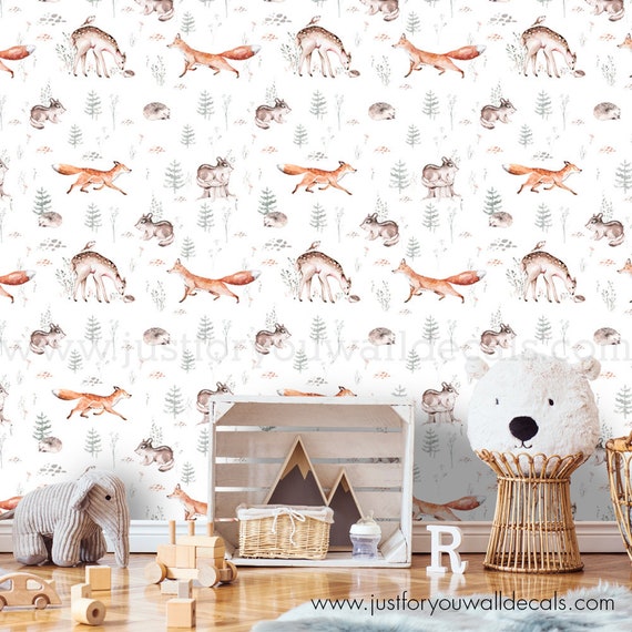 Nursery Wallpaper Animal Wallpaper Removable Wallpaper - Etsy