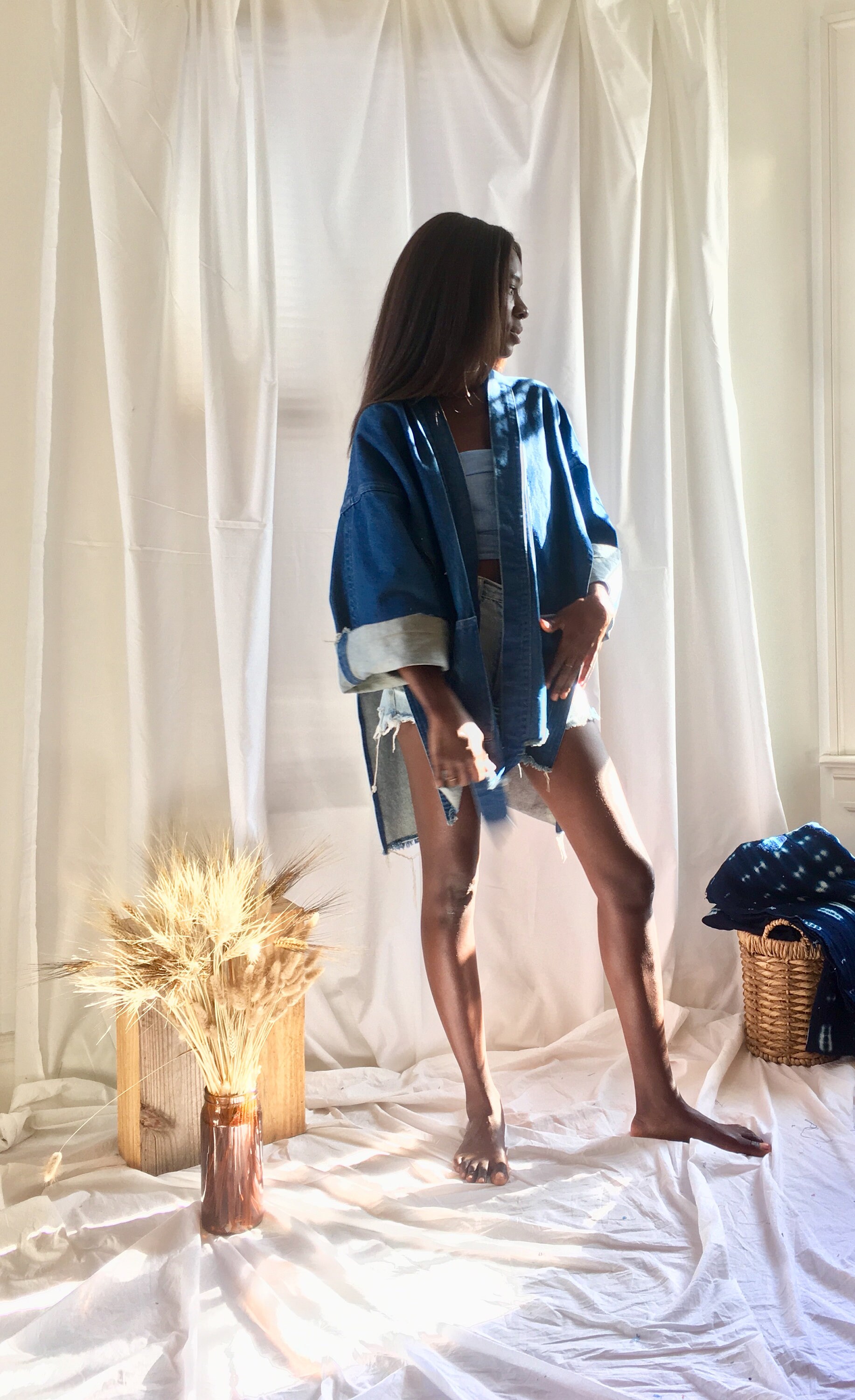 Made-to-order Open Denim Jacket, Open Happi Kimono Jacket - Etsy