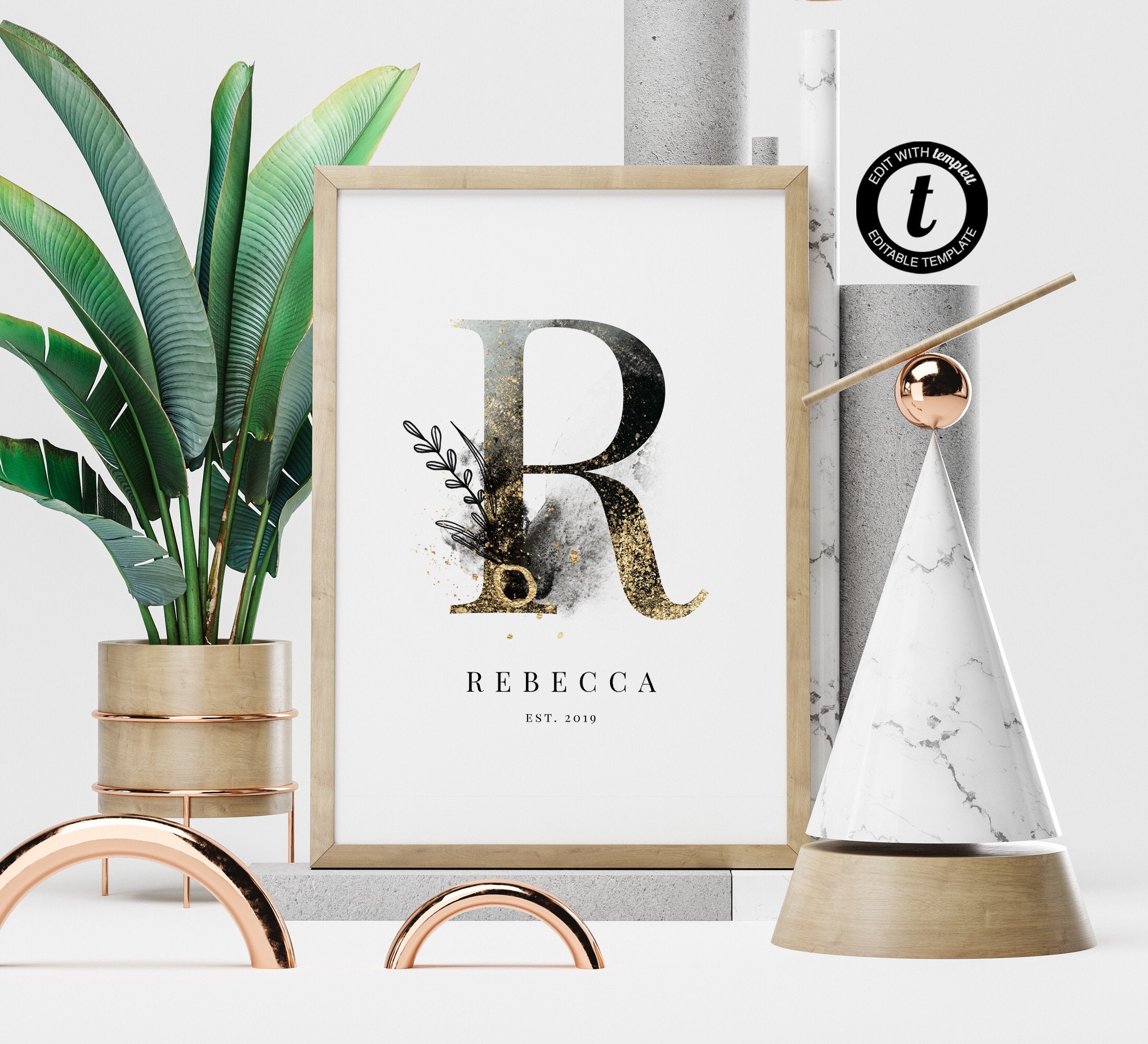 Letter R Monogram Wall Art Printable Nursery Wall Art Etsy