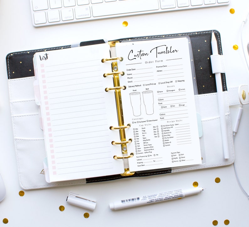 Tumbler order form template diy order form half letter etsy