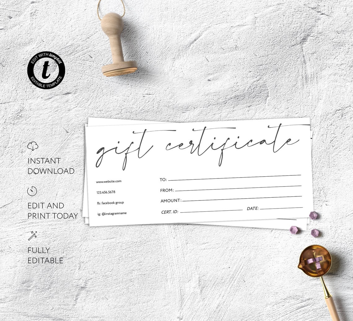 DIY Gift Certificate Voucher Template Gift Card Try Before | Etsy