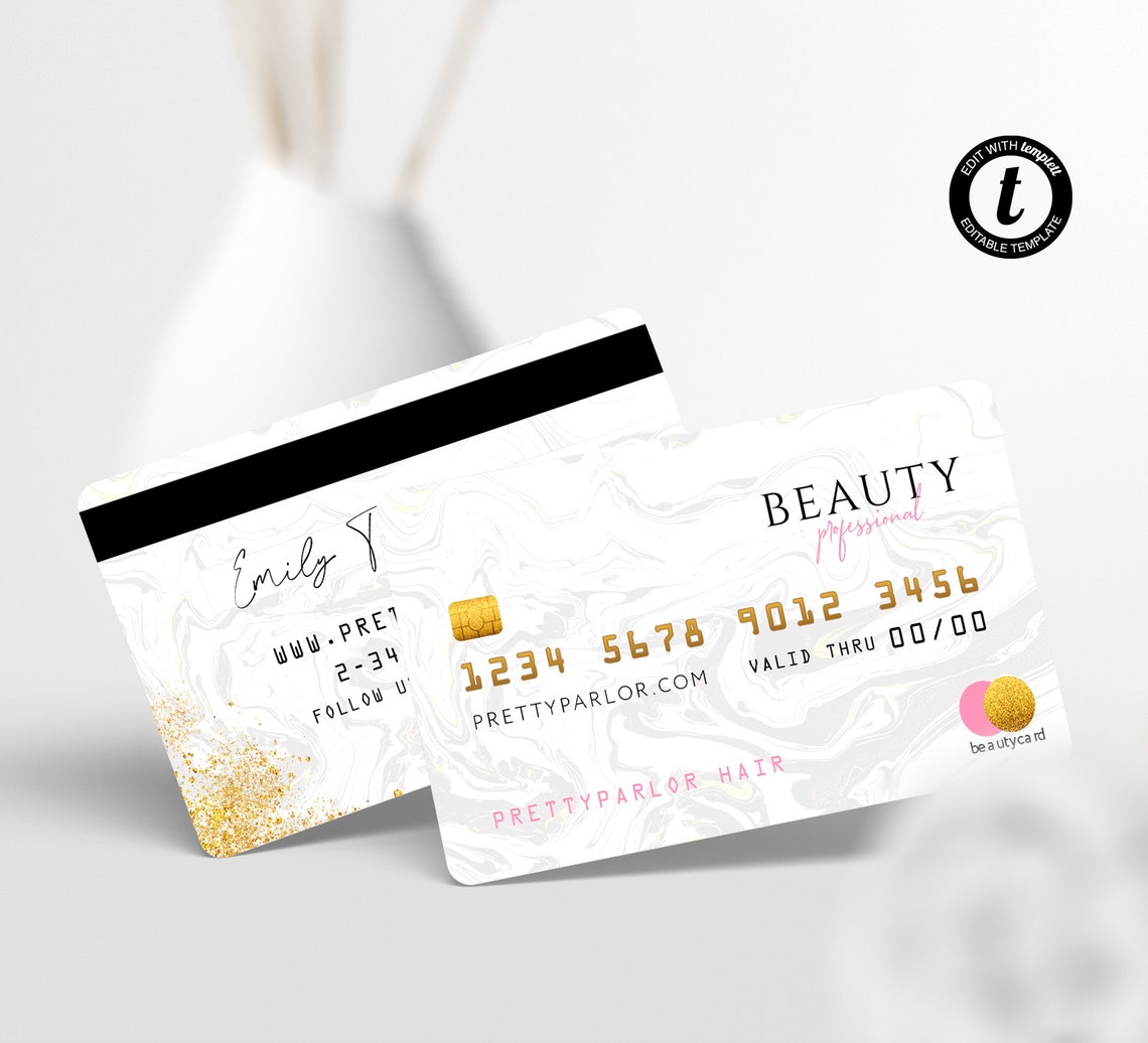 Marble Credit Card Business Cards Template DIY Hair Business Etsy