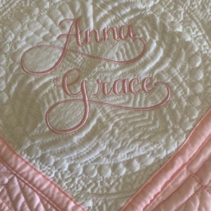Baby Girl Monogrammed Crib Quilt, Monogrammed Blanket, Baby Shower Gift,