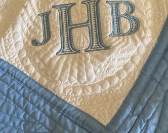 Monogrammed, Personalized,Baby Baby Puppy Dog Quilt, Baby Showwer, Baby Gift,