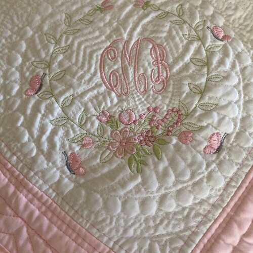 Baby Girl Monogrammed Crib Quilt Monogrammed Blanket Baby Etsy