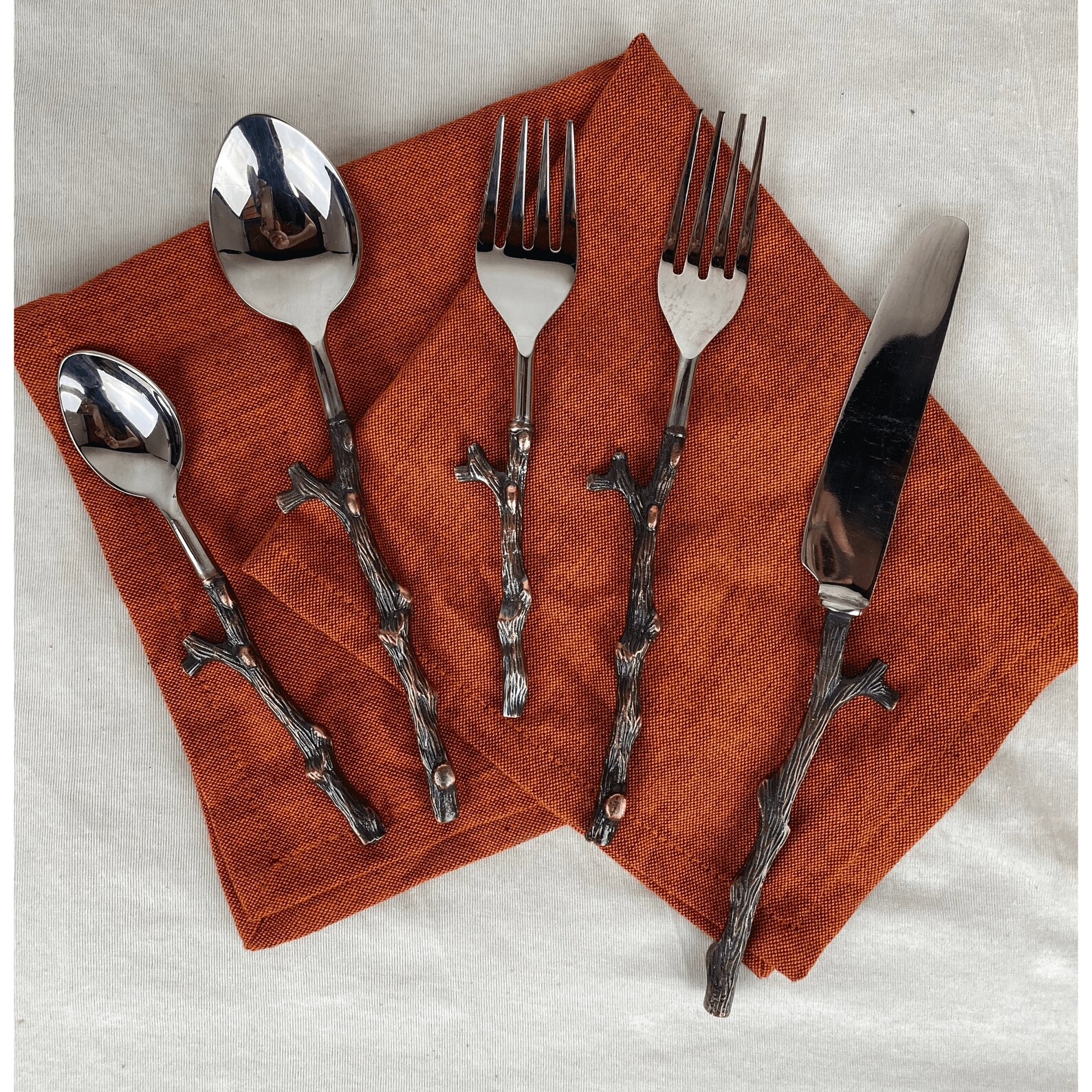 Antique Copper Twig Flatware Etsy