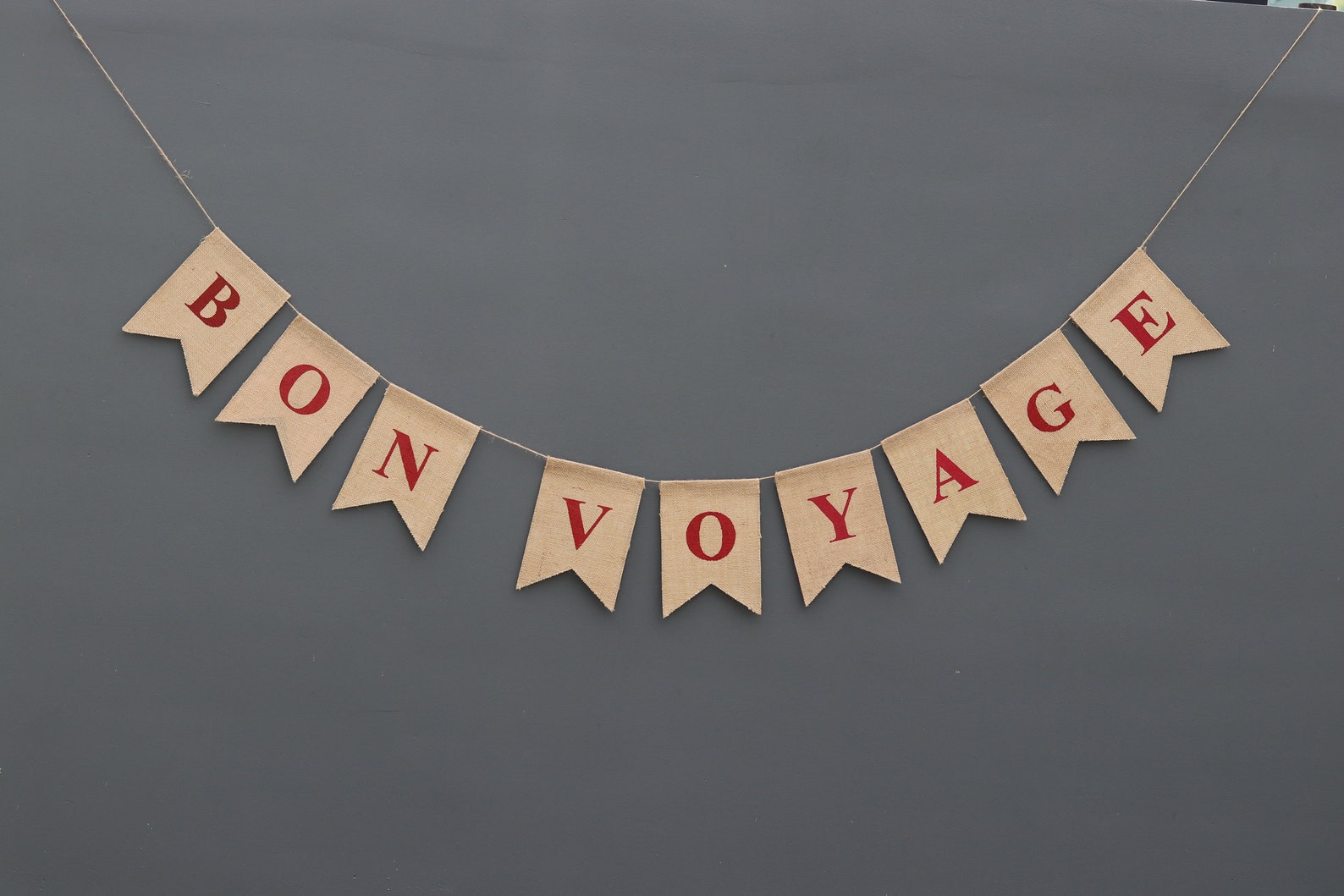 Bon Voyage Burlap Banner Nautical Bon Voyage Sign Travel Party | Etsy