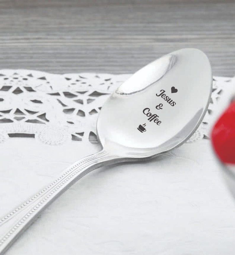 Coffee & Jesus engraved spoon Pastor Gift Idea Etsy