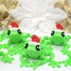 Articulated Holiday Frog, 3D Printed Festive Frog, Fidget Toy