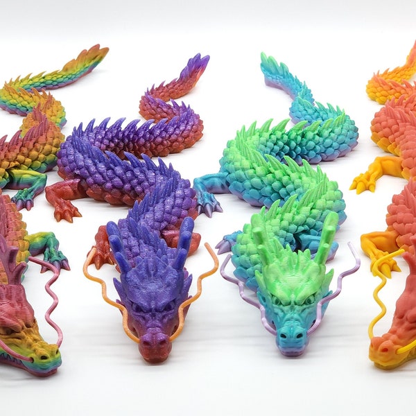 Articulated 3D printed dragon, flexi dragon, fidget toy