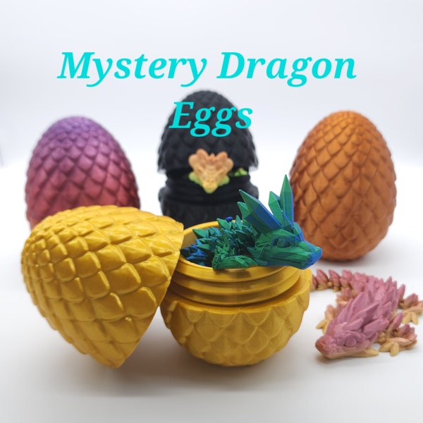 Mystery Dragon Eggs, Mystery 3D Printed Articulated Baby Dragons