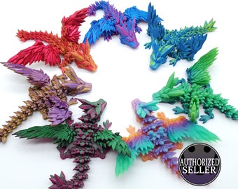 Articulated Crystal Wing Dragon, 3D Printed Dragon