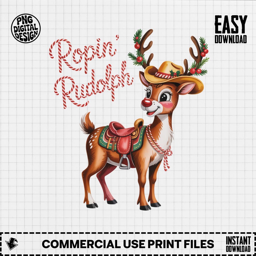Cowboy From Rudolph Christmas Cowboy Deer PNG: Ropin' Rudolph Digital Art (printable Image ...