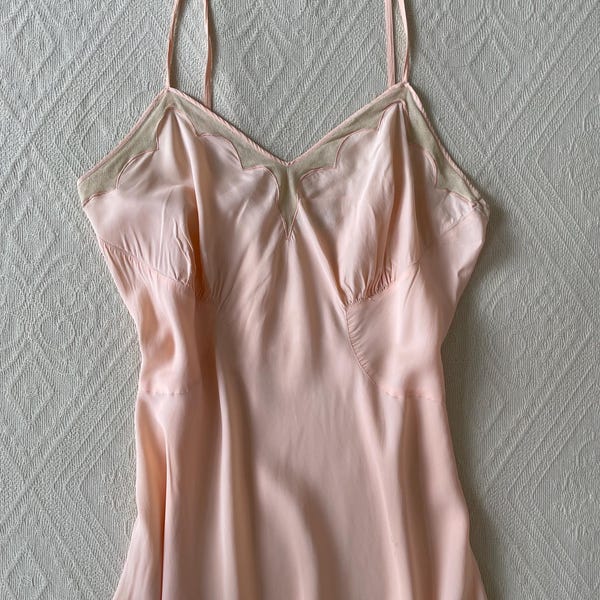 Vintage 1940s pink rayon slip dress