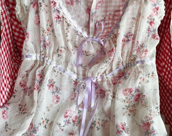 Rare Original Fifi Chachnil French Silk Flower Print Lingerie Set 