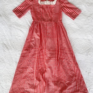 Vintage 1960s Red Gingham Summer Dress Picnic Dress