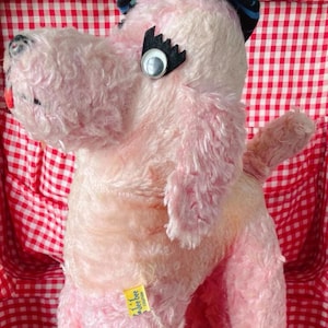Vintage Pink Stuffed Poodle Plush Toy