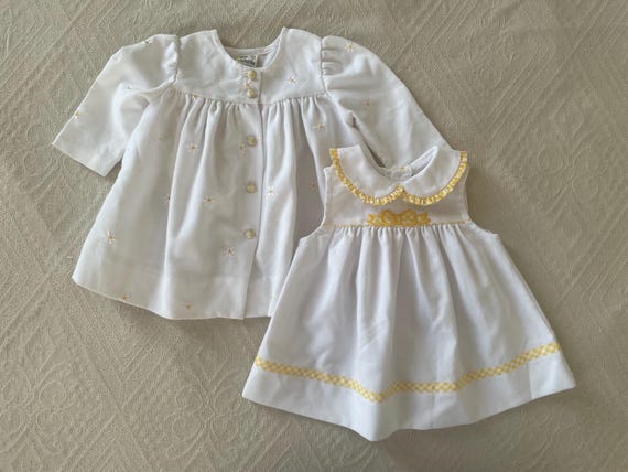 vintage baby white daisy embroidered babydoll jacket & dress 3-6months Childrenswear View 2