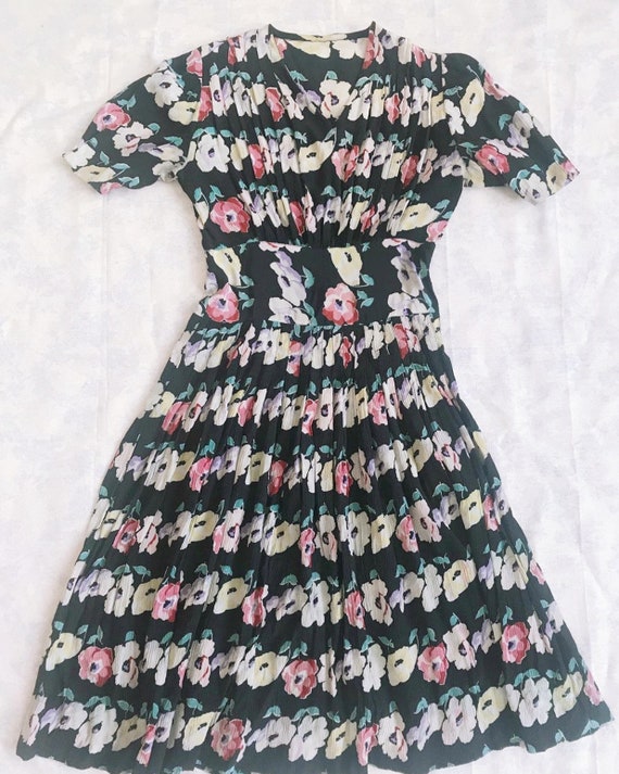 vintage 1930s silk rayon floral dress