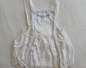 Pelele bombacho vintage años 60 bordado mixto bebe en algodón blanco 12 a 18 meses meses