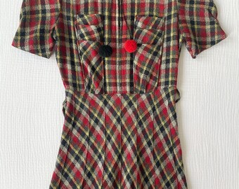 1930s tartan dress