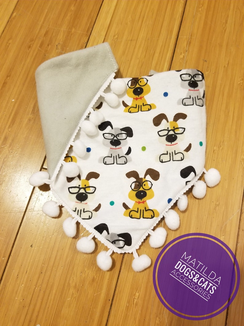 dog collar pet clothes over the collar. Dog bandana with pom poms bones bandana pet accessories doggy bandana pet style dog clothes