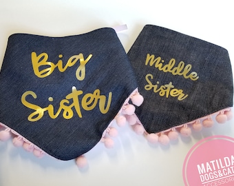 dog big sister announcement, dog big brother announcement, baby announcement, dog brother, dog sister , dog bandana, cat bandana