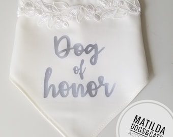 Dog wedding bandana, dog of honor bandana