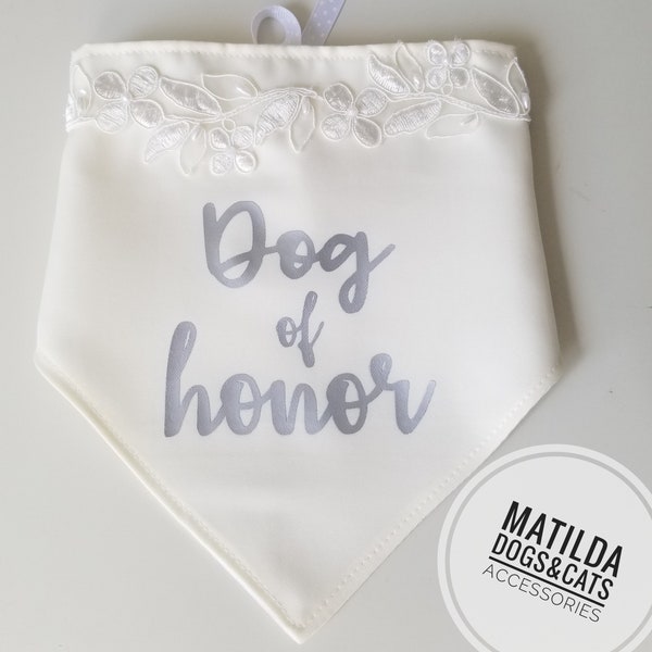 Dog wedding bandana, dog of honor bandana