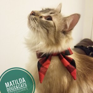 Buffalo plaid dog bow, flannel plaid holiday dog bow,Buffalo sailor bow,Sailor bow tie, femenine bow tie, dog bow tie, cat bow tie, image 3