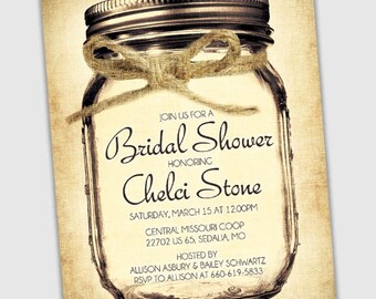Printable Mason Jar Wedding Shower Invitations