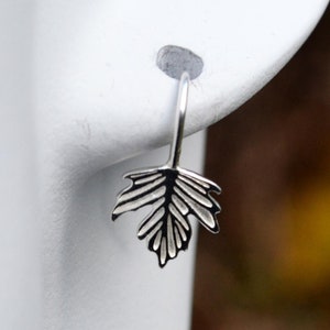 999 Silver 18 x 9.3 mm Maple Leaf Hookwire Drop Earrings - Plant and Leaf Jewellery