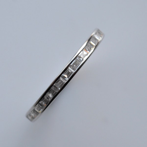 Sterling Silver 925 White CZ Coloured Channel Set Band Closed Ring Size K, L, N, P and S Not Adjustable