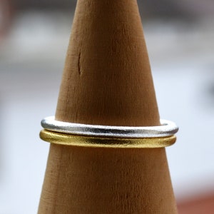Sterling Silver 925 Silver or Yellow Gold Plated Satin Finished Stackable 1.8mm Band Plain Ring UK Size N US 7 Not Adjustable