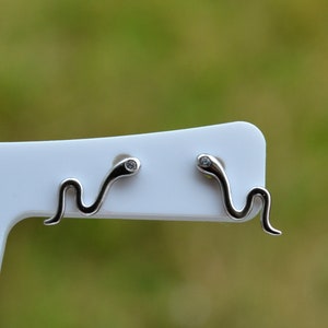 Sterling Silver 925 CZ Set Mini Snake Stud Earrings - Animal Jewellery