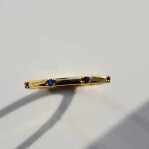 Sterling Silver 925 Yellow Gold Plated 8 Blue CZ Closed Ring Size L and N Not Adjustable