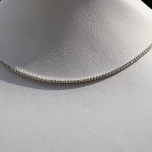 Sterling Silver 925 2mm CZ Set Tennis Deluxe Choker Necklace 13-15 inch Choker style Necklet -Mother&#39;s Day, Bridesmaids, Valentines Day gift