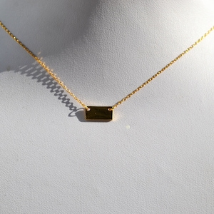 Sterling Silver 925 Yellow Gold Plated Rectangle Necklace 14-16 inch Chain -  Minimalist Jewellery
