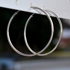 925 Sterling Silver Plain 40mm Large Hoop Earrings - Birthday, Valentines Day, Party, Christmas gift