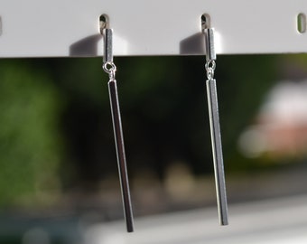 925 Sterling Silver Extra Long Bar Studs, Bar Earrings - Minimalist Earrings, Geometric Jewellery